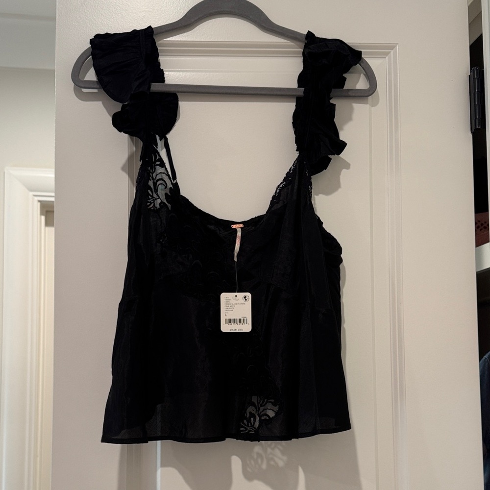 Free People Black Lace Sleeveless Top